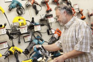 Man choosing a power drill